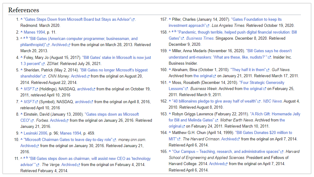 referências da wikipedia para a web